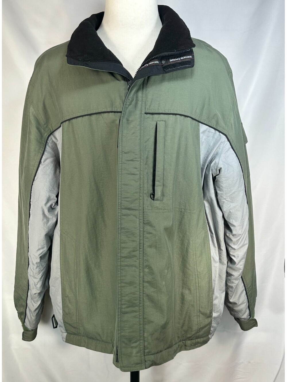 Northern Exposure Hooded Zip Pocket Winter Coat Green Men XL